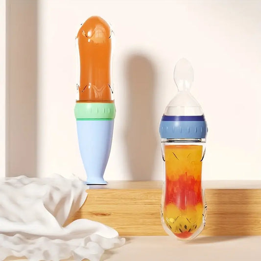 Mumlove Silicone Food Dispensing Spoon with Self-stand Suction Pad