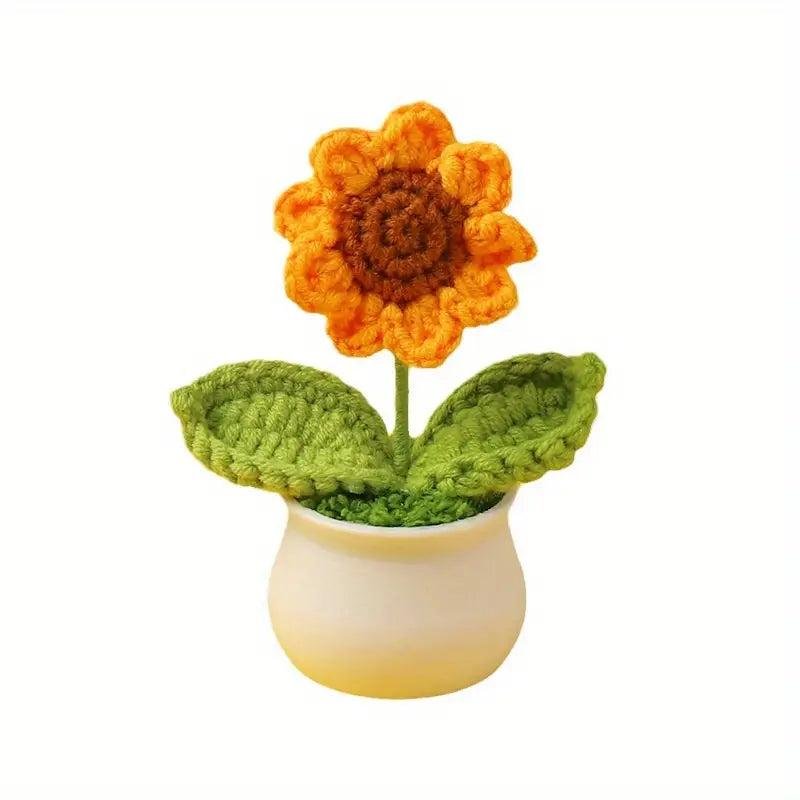 [Sunflower Decoration] Small Sunflower Knitted Fleece 1pc | Spring Home Office Study Desktop Decoration Birthday Mother's Day Gift