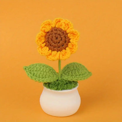 [Sunflower Decoration] Small Sunflower Knitted Fleece 1pc | Spring Home Office Study Desktop Decoration Birthday Mother's Day Gift