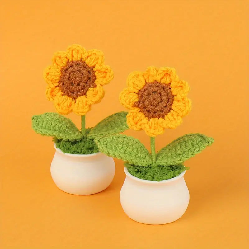 [Sunflower Decoration] Small Sunflower Knitted Fleece 1pc | Spring Home Office Study Desktop Decoration Birthday Mother's Day Gift