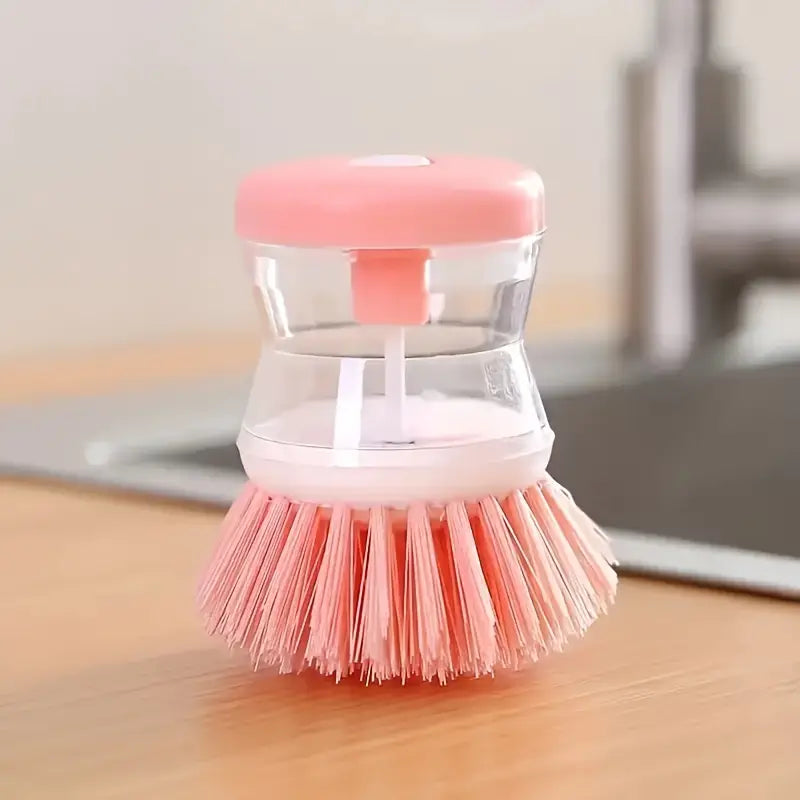 Dish Brush with Soap Dispenser - 1pc Multi-Purpose Kitchen Cleaning Brush, Reusable Plastic Dish Scrubber for Pots and Dishes - Uncharged Manual Operation, Home & Outdoor Use