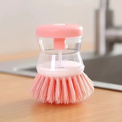 Dish Brush with Soap Dispenser - 1pc Multi-Purpose Kitchen Cleaning Brush, Reusable Plastic Dish Scrubber for Pots and Dishes - Uncharged Manual Operation, Home & Outdoor Use