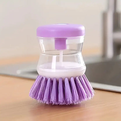 Dish Brush with Soap Dispenser - 1pc Multi-Purpose Kitchen Cleaning Brush, Reusable Plastic Dish Scrubber for Pots and Dishes - Uncharged Manual Operation, Home & Outdoor Use