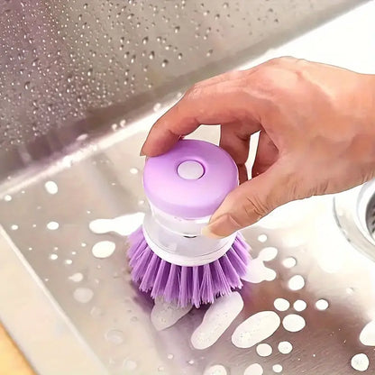 Dish Brush with Soap Dispenser - 1pc Multi-Purpose Kitchen Cleaning Brush, Reusable Plastic Dish Scrubber for Pots and Dishes - Uncharged Manual Operation, Home & Outdoor Use