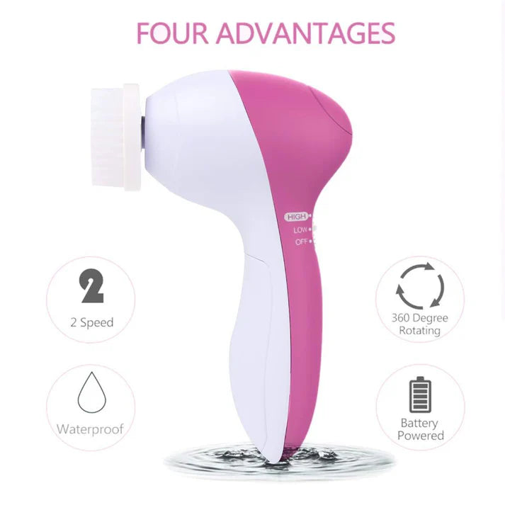 5 in 1 Facial Cleansing Brush- Face Spin Brush Set, Deep Cleansing, Gentle Exfoliating, Removing Blackheads, Massaging, Face and Body