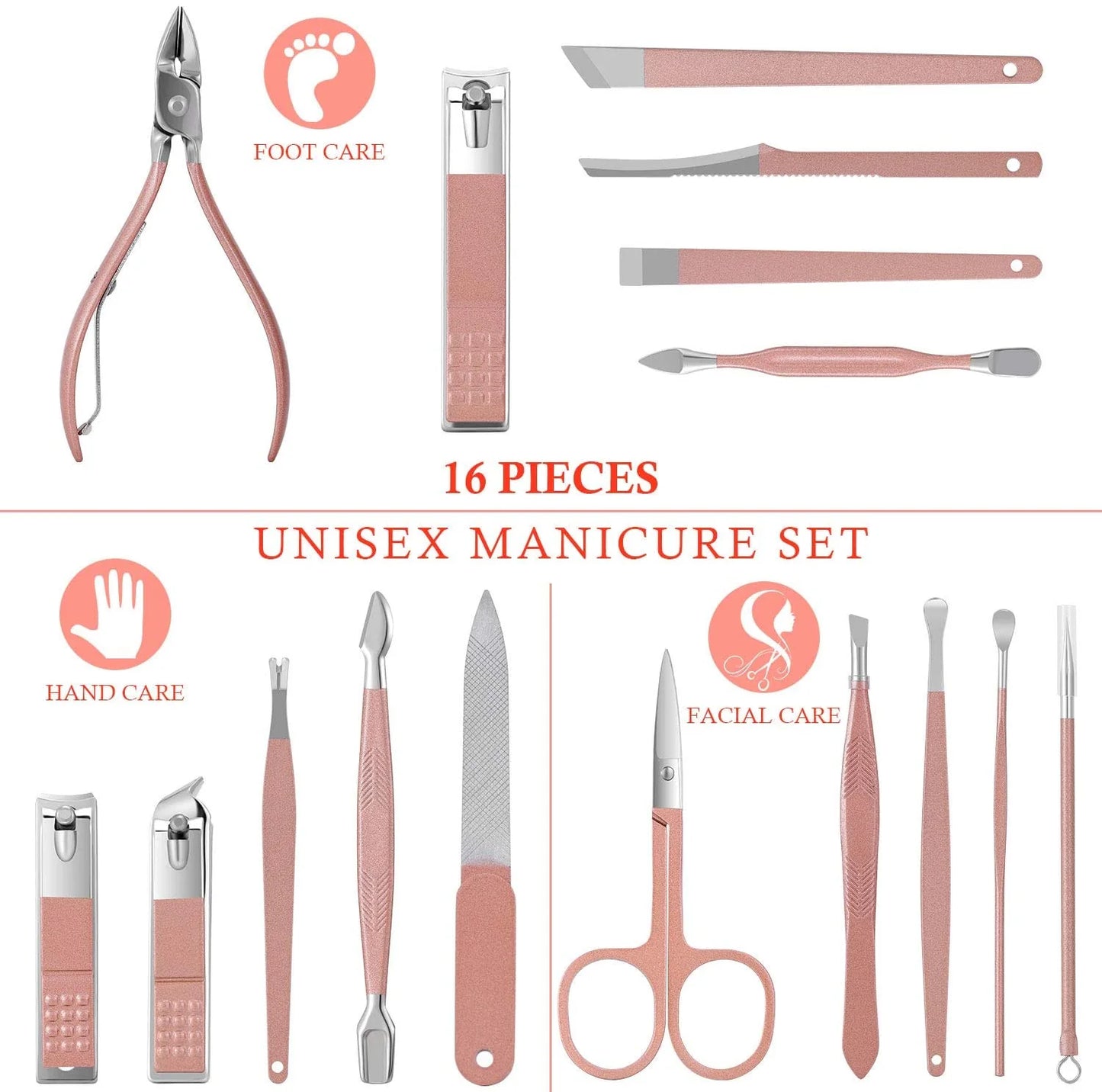 16 in 1 Professional Stainless Steel Manicure Pedicure Kit