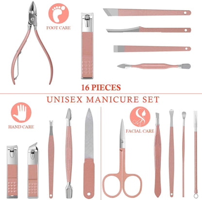 16 in 1 Professional Stainless Steel Manicure Pedicure Kit